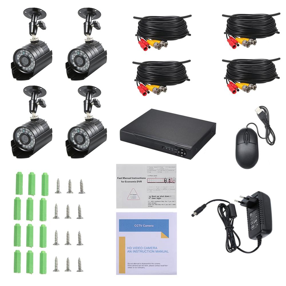 Sistem de Securitate Video Jortan, Lentile 3,6mm Unghi Larg, CCTV AHD 4 Camere, HDMI, Aplicatie Telefon