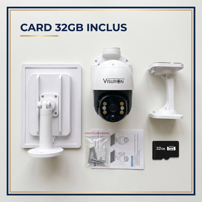 Cameră Solară WiFi VISURON 5MP, Rotire 355°, Vedere Nocturnă Color, IP66 | Livrare Gratuită + Card 32GB CADOU