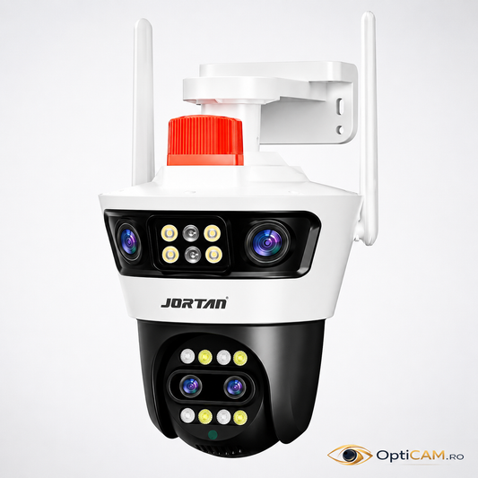 Cameră WiFi Jortan 12MP cu 4 Lentile, Rotire 360°, Alerte pe Telefon, JT-4L | Livrare Gratuită