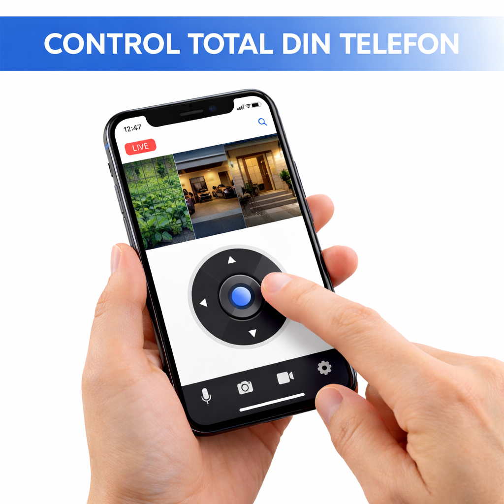 Cameră Supraveghere WiFi 9MP Jortan, 3 Lentile, Acoperire 360°, Vedere Noapte Color, Control din Telefon | Livrare Gratuită