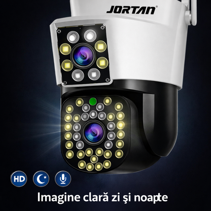 Cameră Supraveghere 6MP Dual Lens JT-8293, PTZ, Night Vision, Control prin Aplicație | Livrare Gratuită