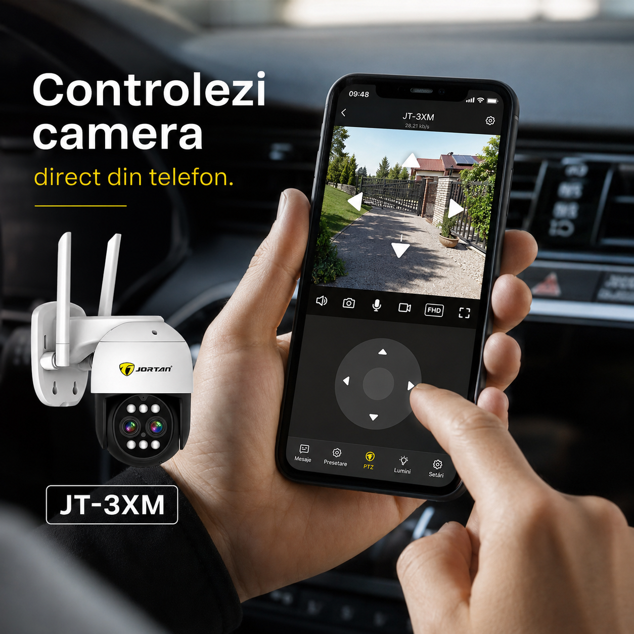 Cameră Dublă WiFi 6MP Jortan, Zoom 10X, Rotire din Telefon, JT-3XM | Livrare Gratuită