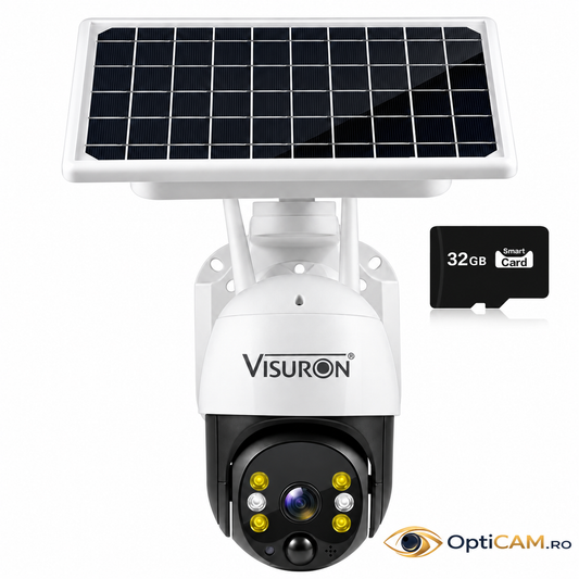 Cameră Solară WiFi VISURON 5MP, Rotire 355°, Vedere Nocturnă Color, IP66 | Livrare Gratuită + Card 32GB CADOU