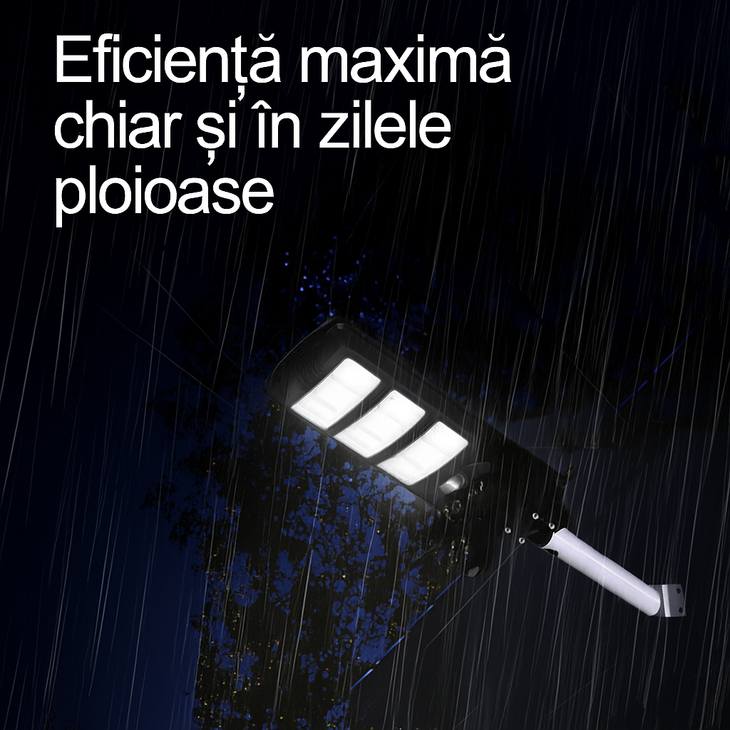 Lampa Solara Stradala 450W, cu 3 Camere V380Pro, 12MP, Slot SIM 4G, Card 64GB Inclus