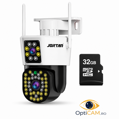 Cameră Supraveghere 6MP Dual Lens JT-8293, PTZ, Night Vision, Control prin Aplicație | Livrare Gratuită + Card 32GB CADOU