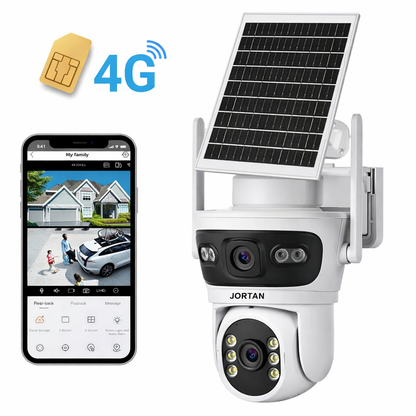 Cameră Solară Dublă 8MP Jortan, Conexiune 4G SIM, Alertă pe Telefon, JT-9682 | Livrare Gratuită