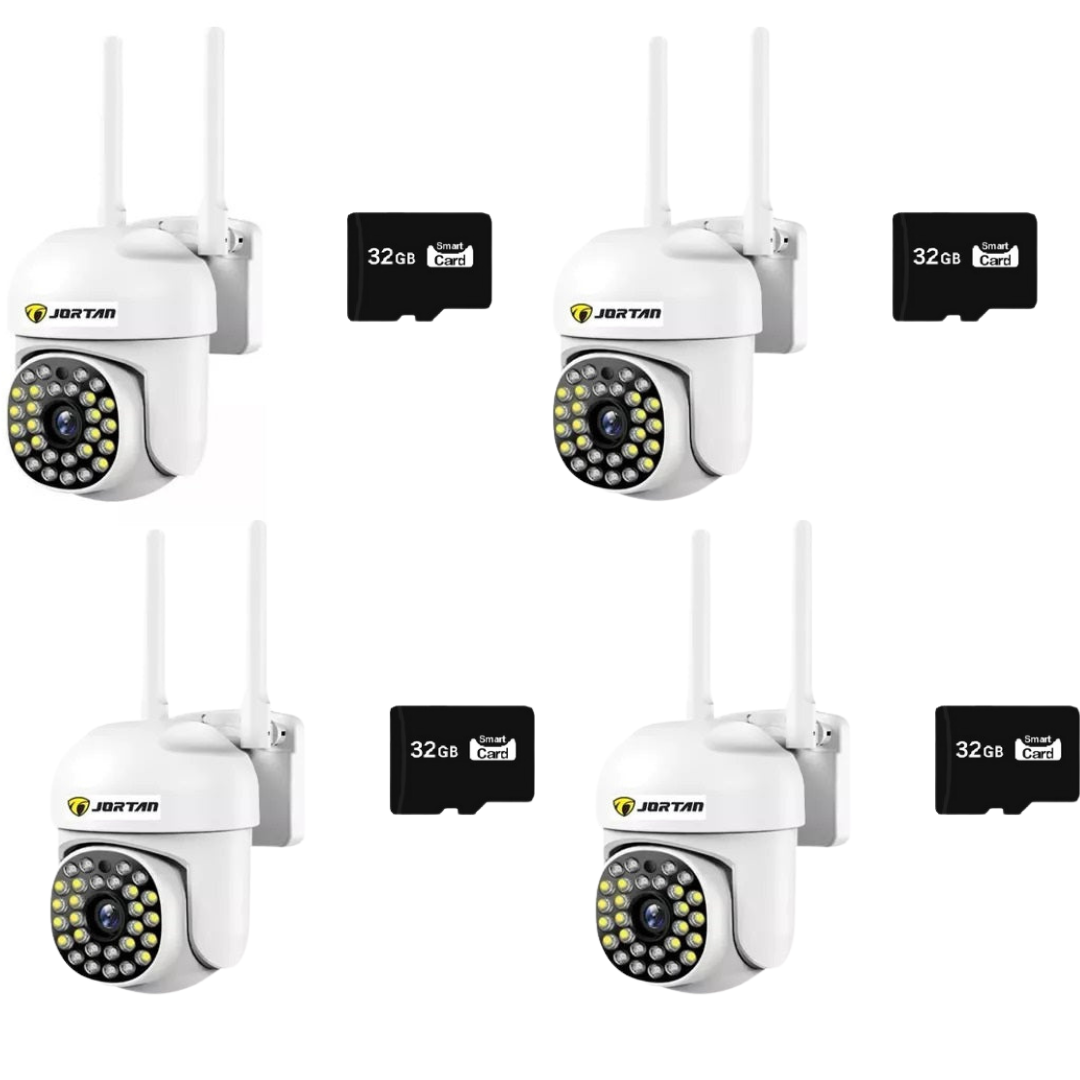 SET 4x Camera de Securitate - WiFi, JT-8161QJ - 1080P, Viziune Nocturna 30M, cu 4x Card 32GB