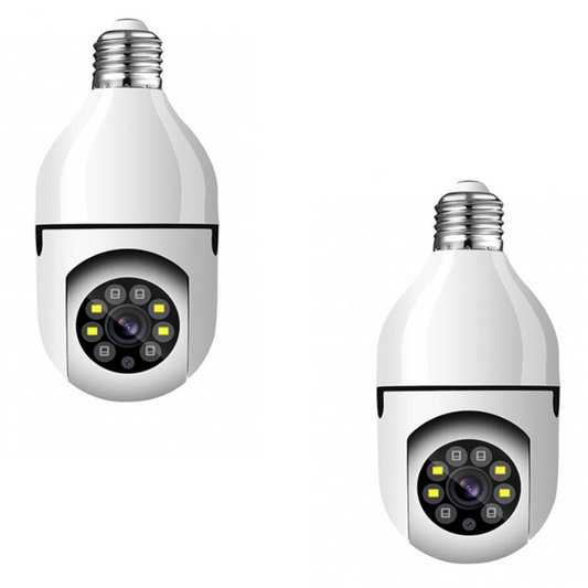 Set 2 Camere IP Jortan, WI-FI, HD, tip Bec cu Senzor de Miscare si Aplicatie Telefon, Smart-Bulb