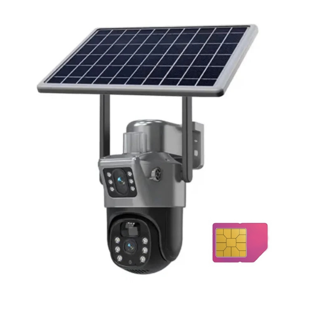 Camera de Supraveghere Duala 4G, 6MP, Zoom Optic 10x, Panou Solar, Viziune Nocturna, IP66