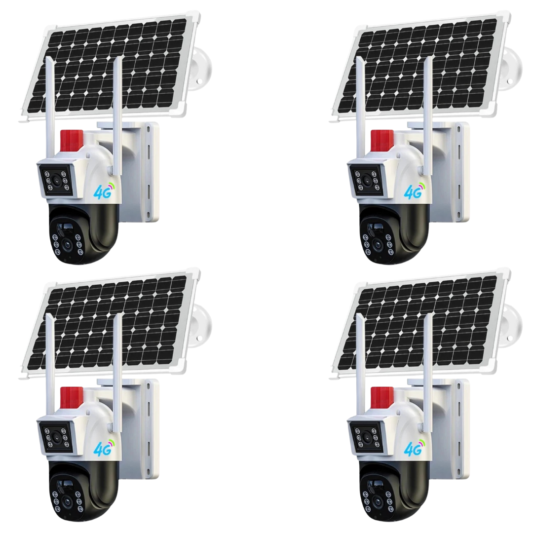 SET 4X Camere Solare Duble Smart IP - 4G, Dasgut, 6MP,  V380Pro