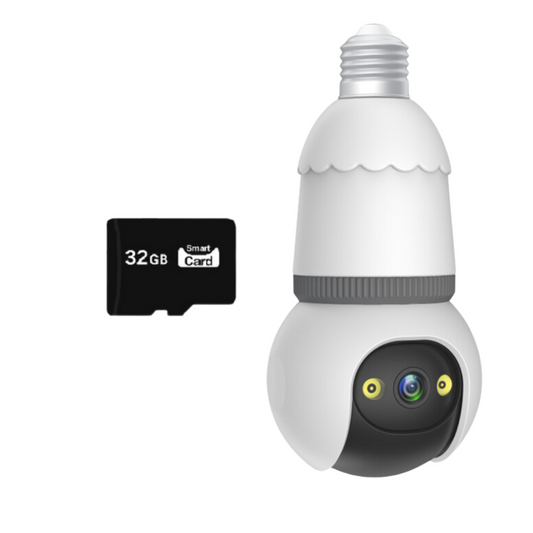 Camera Smart Tip Bec V380Pro 3MP, Detectie AI, Vizibilitate Nocturna 25m, Sirena + Microfon, Card 32GB inclus