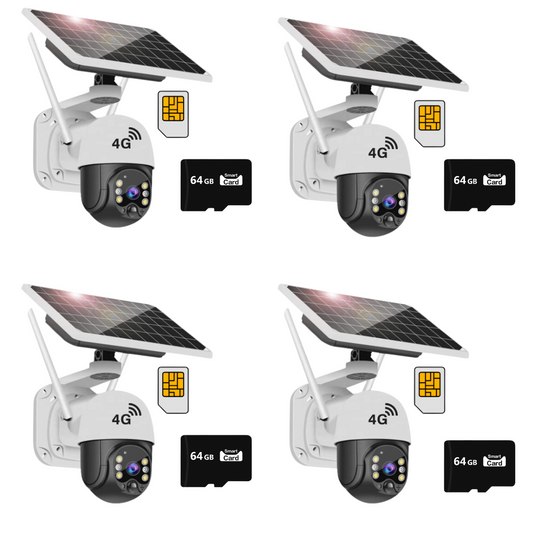 Set 4x Camere Solare 4G Dasgut, Night Vision, Senzor de miscare, 4x Carduri 64GB Incluse