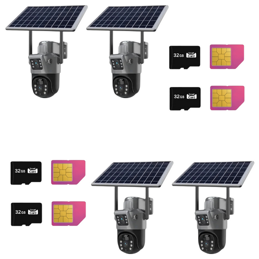 SET 4x Camere 4G Solare Duble, 6MP Viziune Nocturna Color, cu Detectare Umana PIR, IP66 + 4x Card 32GB