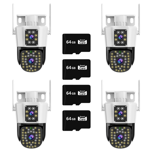 Set 4 Camere de Securitate Jortan - 6MP Full HD 4K, Viziune Nocturna Avansata, 4 Carduri de 64GB