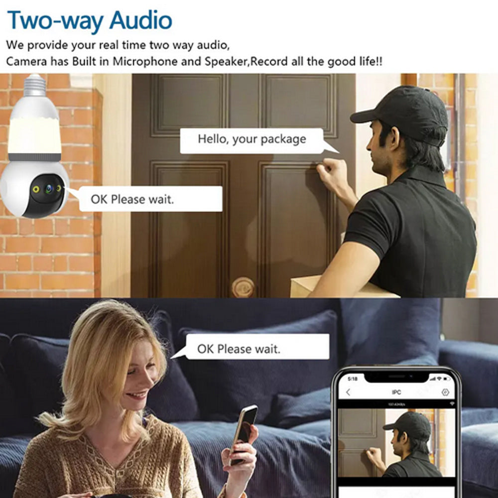 Camera Smart Tip Bec V380Pro 3MP, Detectie AI, Vizibilitate Nocturna 25m, Sirena + Microfon, Card 32GB inclus