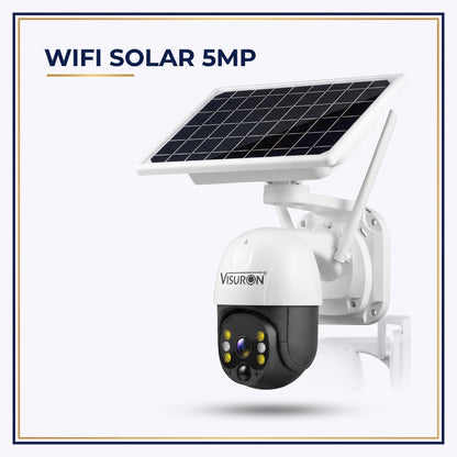 Cameră Solară WiFi VISURON 5MP, Rotire 355°, Vedere Nocturnă Color, IP66 | Livrare Gratuită + Card 32GB CADOU