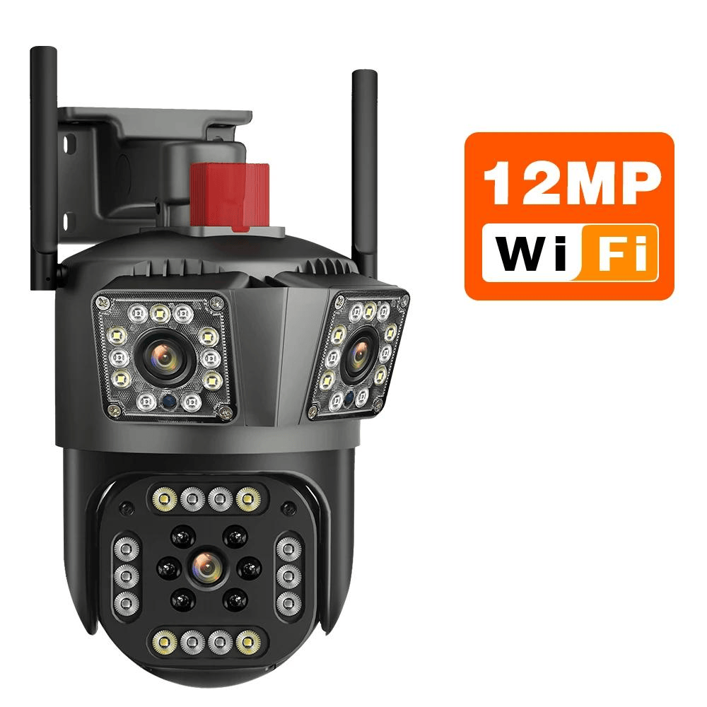 SET 3X Camere Triple Wi-Fi 6K 12MP, Audio bidirectional, AI Motion Detection, Night Vision, Rotire 355°/90°, IP66, 3x Card 64GB Incluse