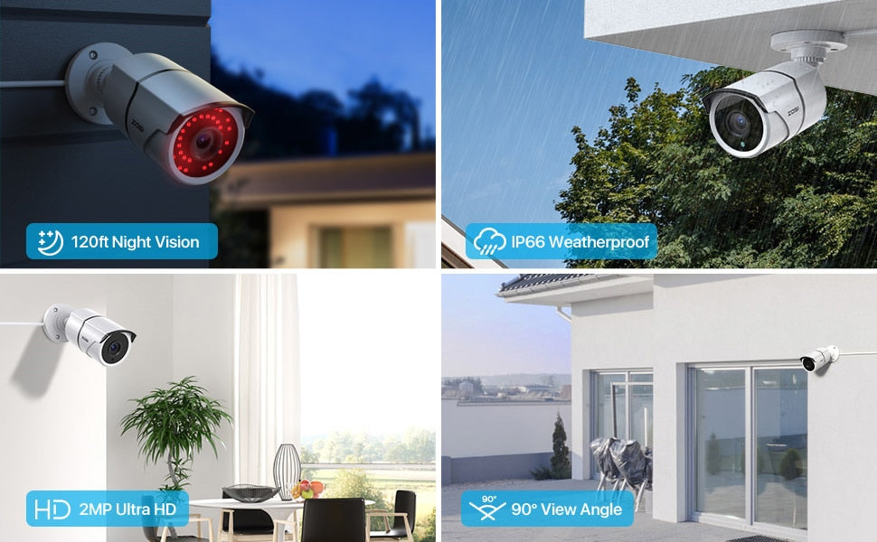 Sistem de Supraveghere Video AHD,  Jortan CCTV 4 Camere, Aplicatie Telefon, HDMI Unghi Larg