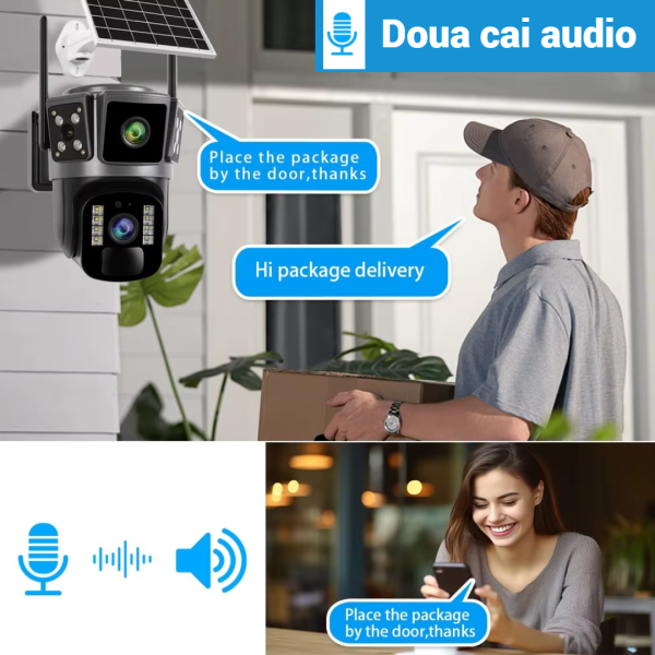 Camera Solara Inteligenta 4G Dual Lens, Rezolutie 6MP Ultra HD, Comunicare Audio Bidirectionala, O-KAM Pro, Card 64GB Inclus